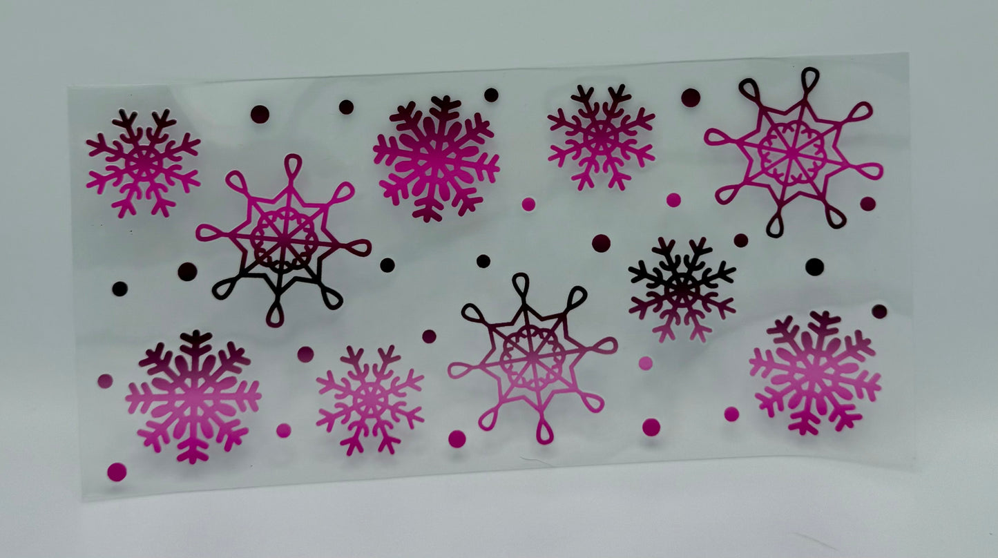 Pink Snowflakes UV DTF Wrap