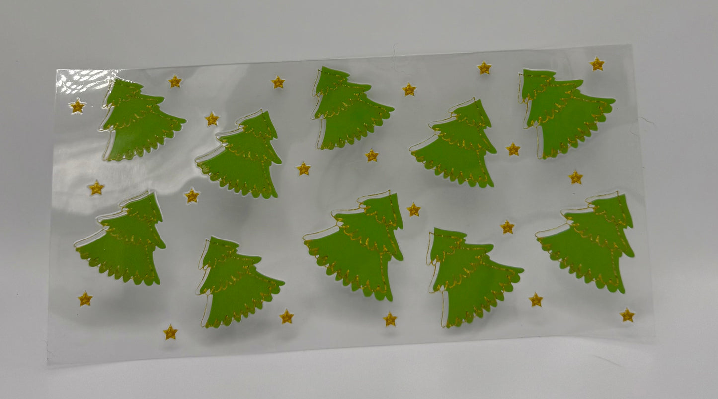 Christmas Trees & Stars UV DTF Wrap