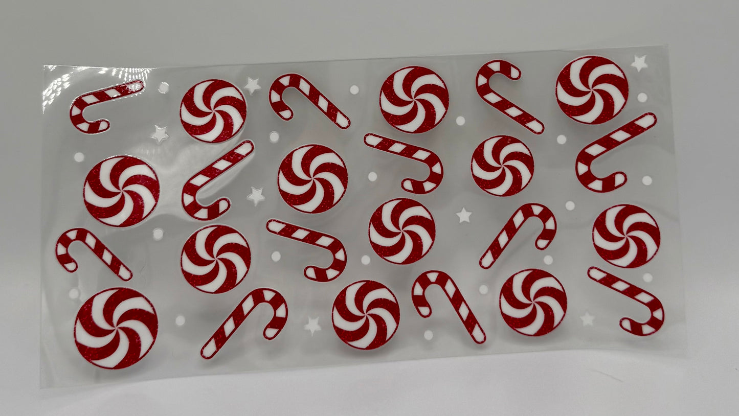 Candy Canes & Peppermints UV DTF Wrap