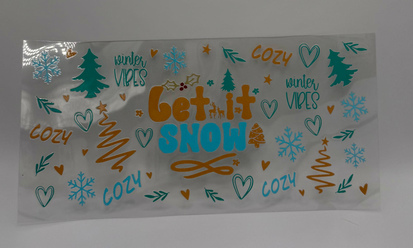 Let It Snow Blue UV DTF Wrap