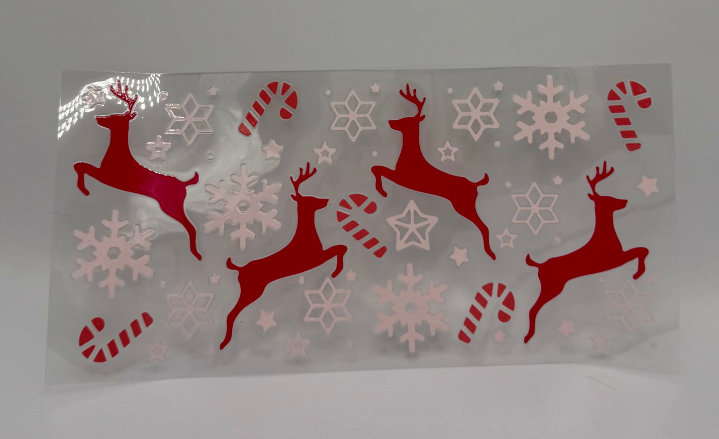 Reindeer & Pink Snowflakes UV DTF Wrap