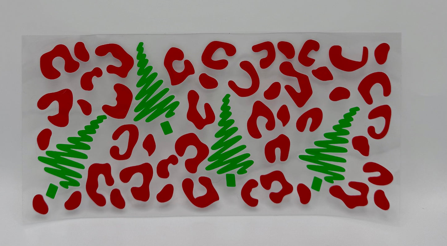 Christmas Trees & Cheetah Print UV DTF Wrap