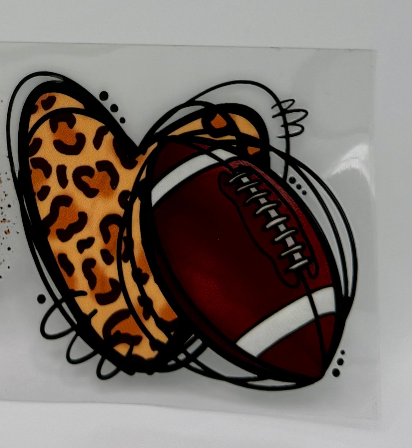 Football Cheetah Print Heart UV DTF