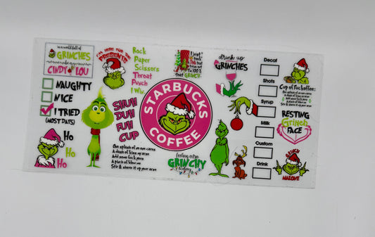 Grinch Starbucks UV DTF Wrap