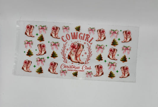 Cowgirl Christmas Club UV DTF Wrap