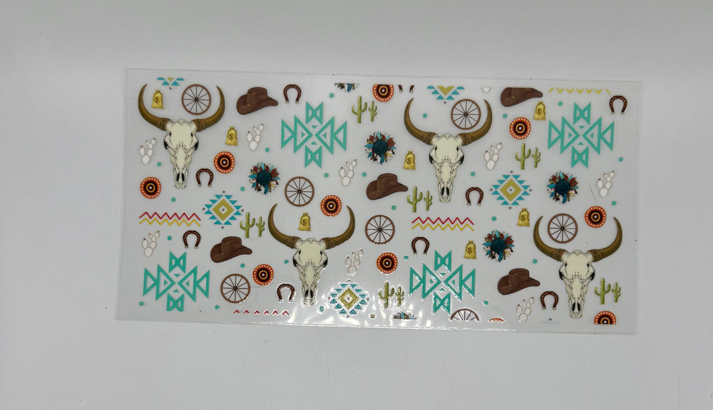 Western Teal UV DTF Wrap