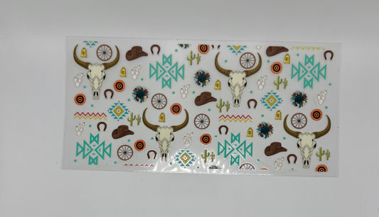 Western Teal UV DTF Wrap