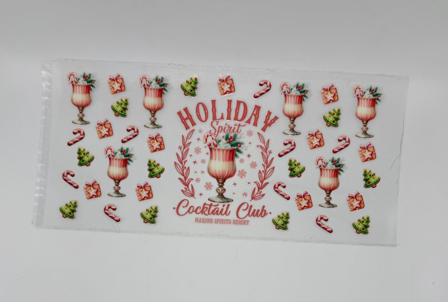 Holiday Sprit Cocktail Club UV DTF Wrap