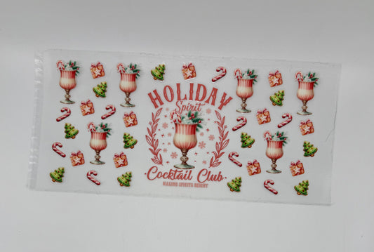 Holiday Sprit Cocktail Club UV DTF Wrap