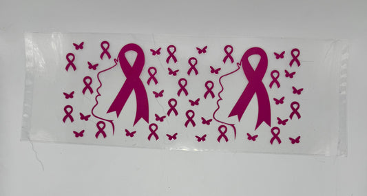 Pink Ribbon & Butterflies UV DTF Wrap