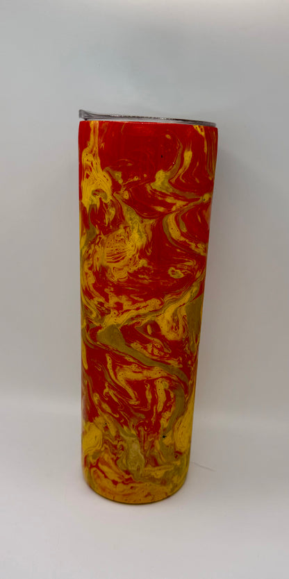30oz Red, Yellow, gold Hydro Dip Tumbler