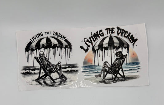 Living The Dream Skull UV DTF Wrap