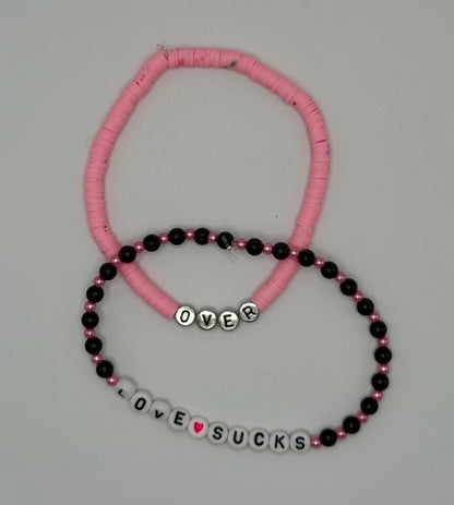 Love Sucks & Over Tumbler Bracelets