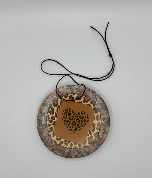 Cheetah Print Heart 4” Round