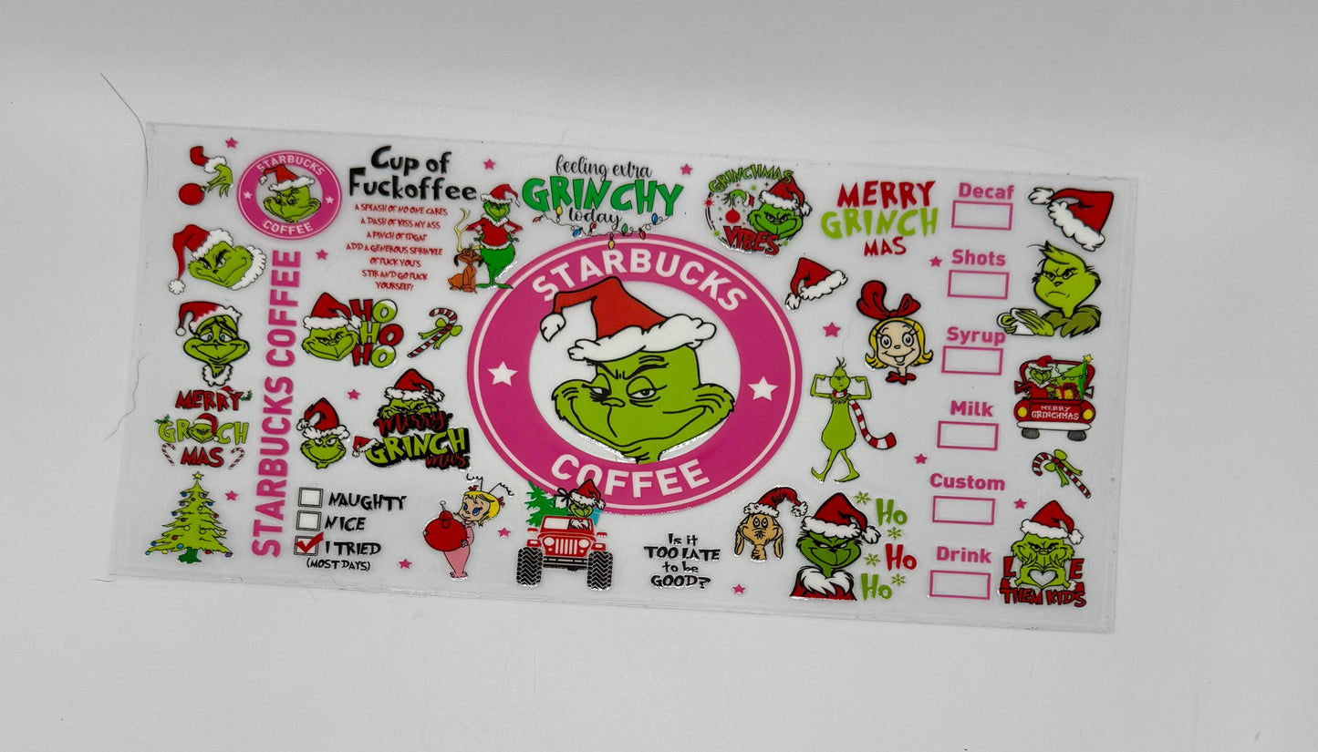Grinch Starbucks UV DTF Wrap