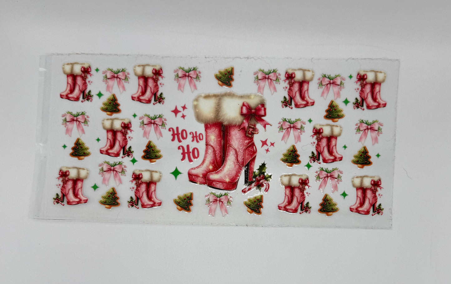 Ho, Ho, Ho Pink Boots UV DTF Wraps