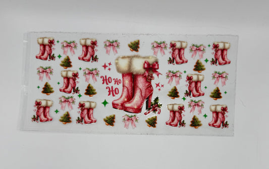 Ho, Ho, Ho Pink Boots UV DTF Wraps