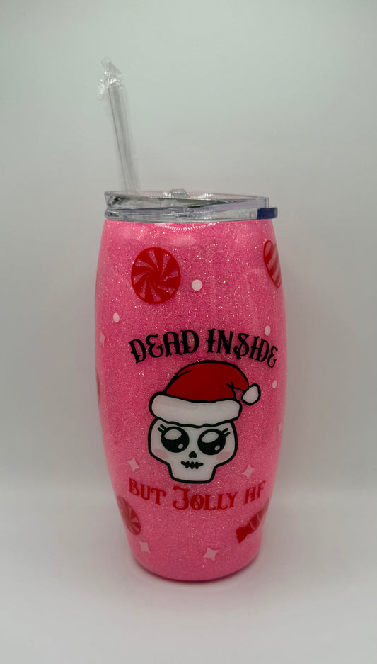 Dead Inside But Jolly AF 25oz Barrel Tumbler