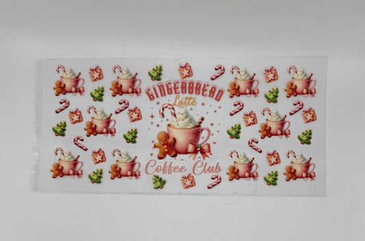 Gingerbread Coffee Club UV DTF Wrap