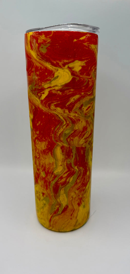 30oz Red, Yellow, gold Hydro Dip Tumbler