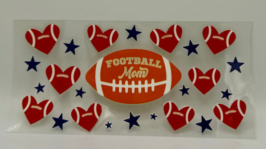 Football Mom Heart Footballs UV DTF Wrap